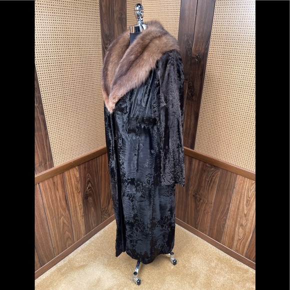 Full Length Somper Furs Russian Broadtail & Russian Sable Fur Coat Small - Picture 4 of 12